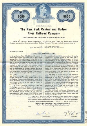 New York Central and Hudson River Railroad Co. - Various Denominations Bond